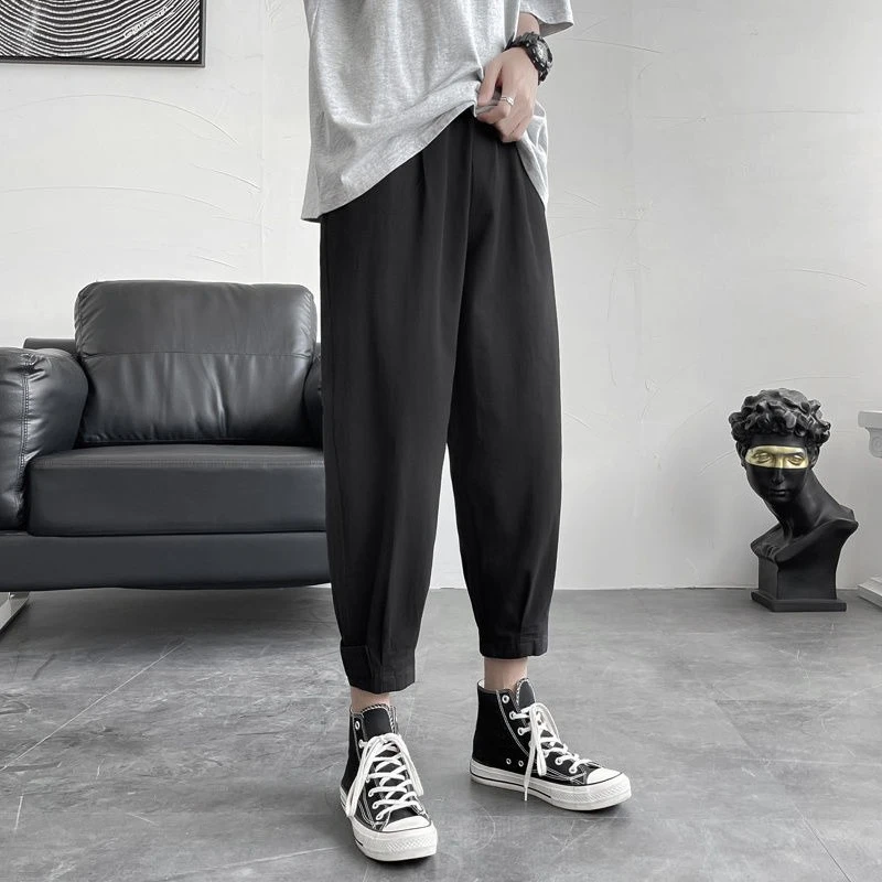 GELITAYIN Thin Summer Loose Casual Harem Pants Man Classic Original Clothing Y2k Vintage Trend Harajuku Fashion Cropped Trousers