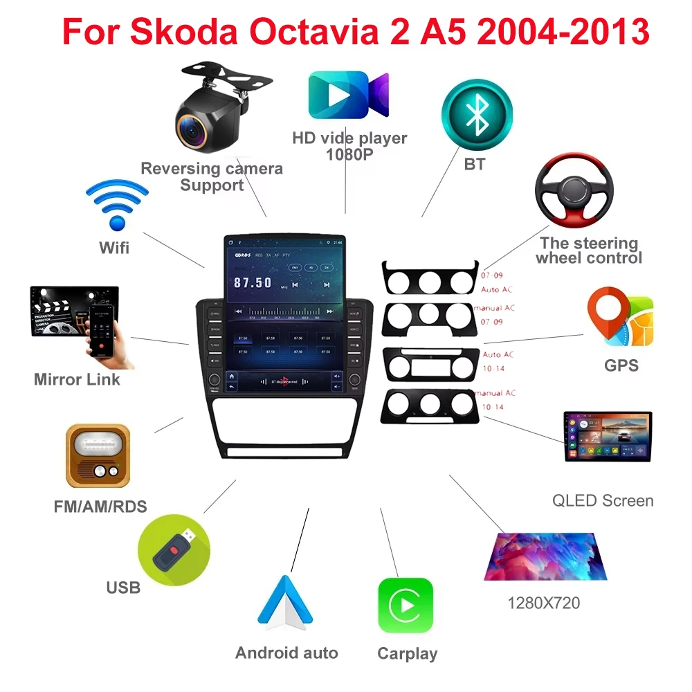 

Android For Skoda Octavia 2 A5 2004-2013 Multimedia Car Stereo Radio No 2Din DVD 4G Auto WiFi Player Screen Navigation DSP GPS