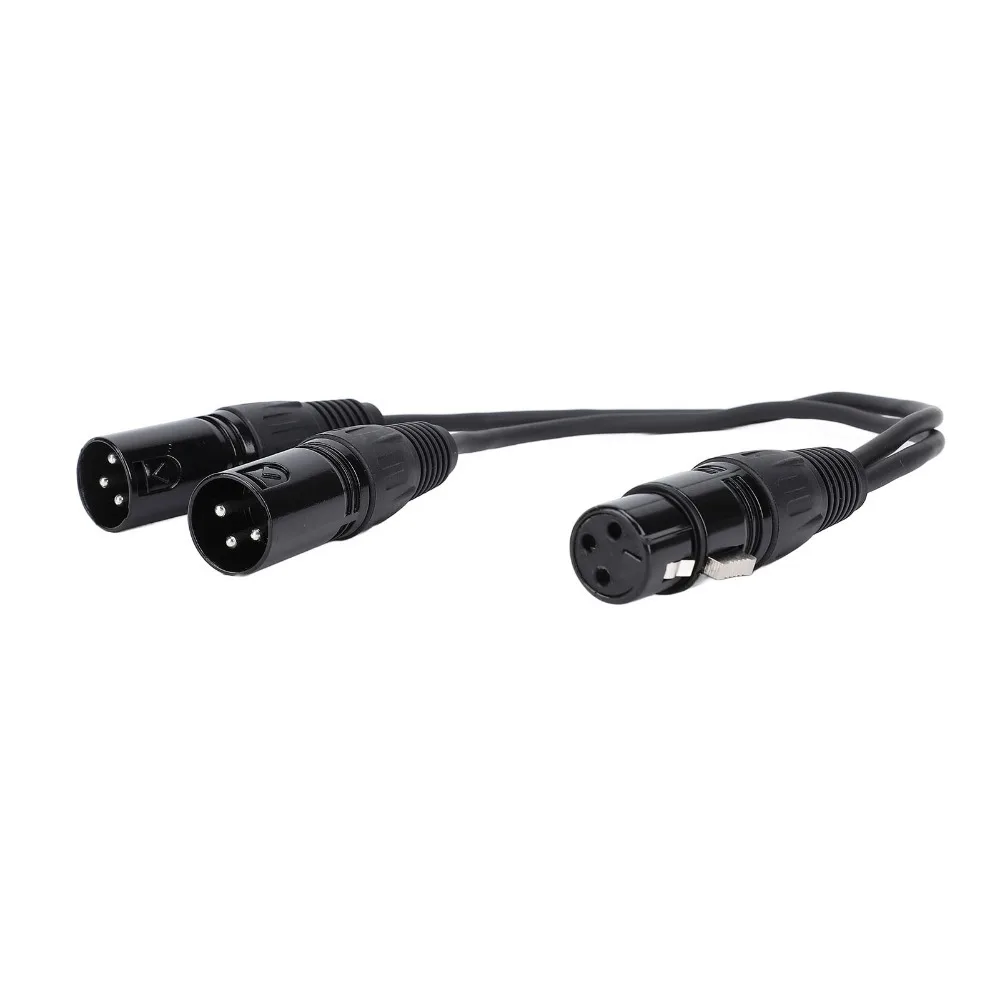 3 Pin Female to Dual 3 Pin Male XLR Splitter Cable Plug and Play 0.3 Meters/ 1ft Microphone Splitter Cord XLR Y Cable