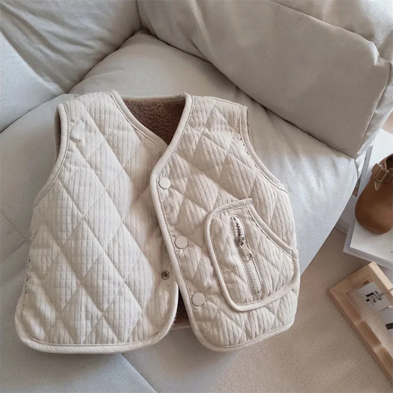 Neue Kinder-Herbst-Winter-Fleece-Weste, Wendeweste für Mädchen und Jungen, Leichte Ärmellose Kinderweste zum Schichten, Trendige Schul- und Freizeitweste – Detail 7