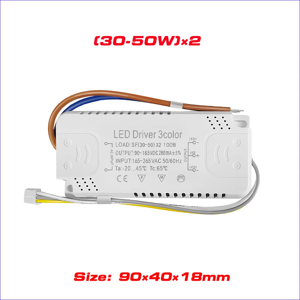 Imagem -04 - Transformadores de Iluminação Led Driver para Tiras Led ac 165265v 4060w x 6080x2 240ma Cores