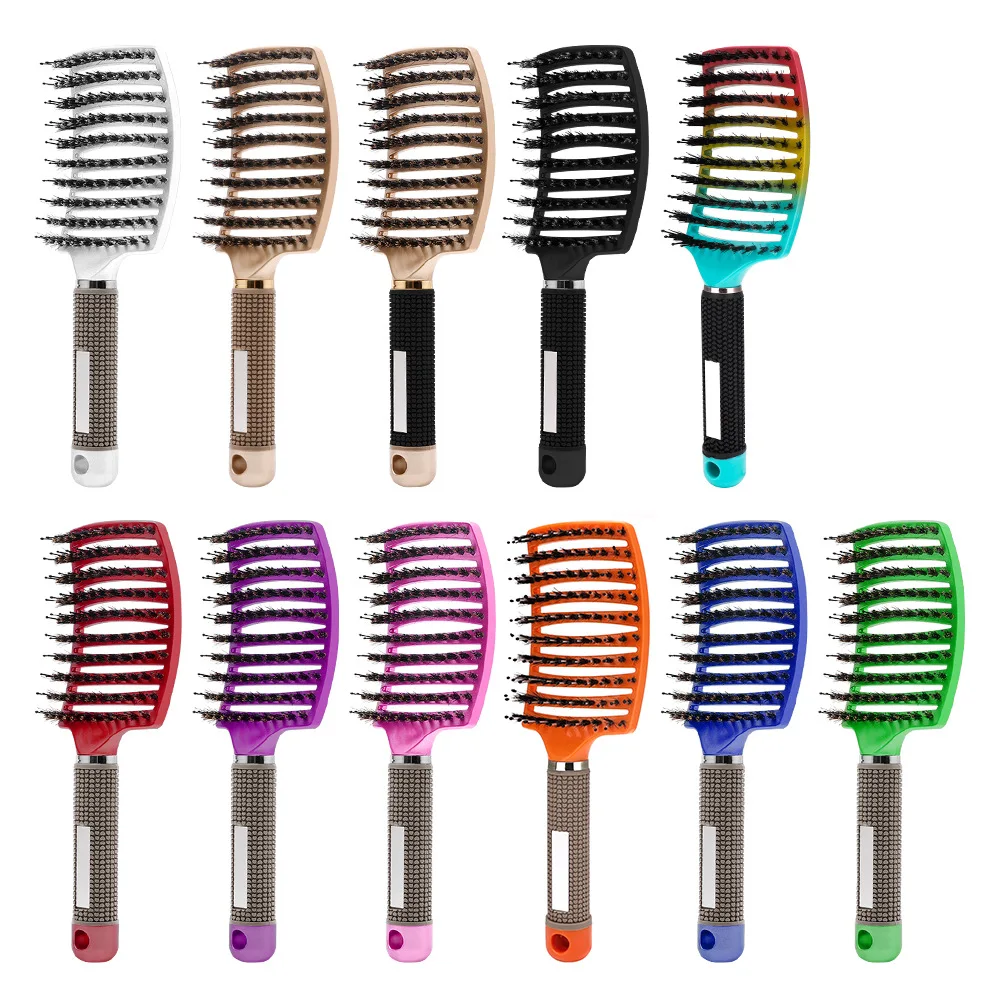 Hairdressing Comb Bristle Nylon Detangling Wet Dry Curly Brush Salon Hair Scalp Massage Brush Barber Home Hair Styling Comb Tool