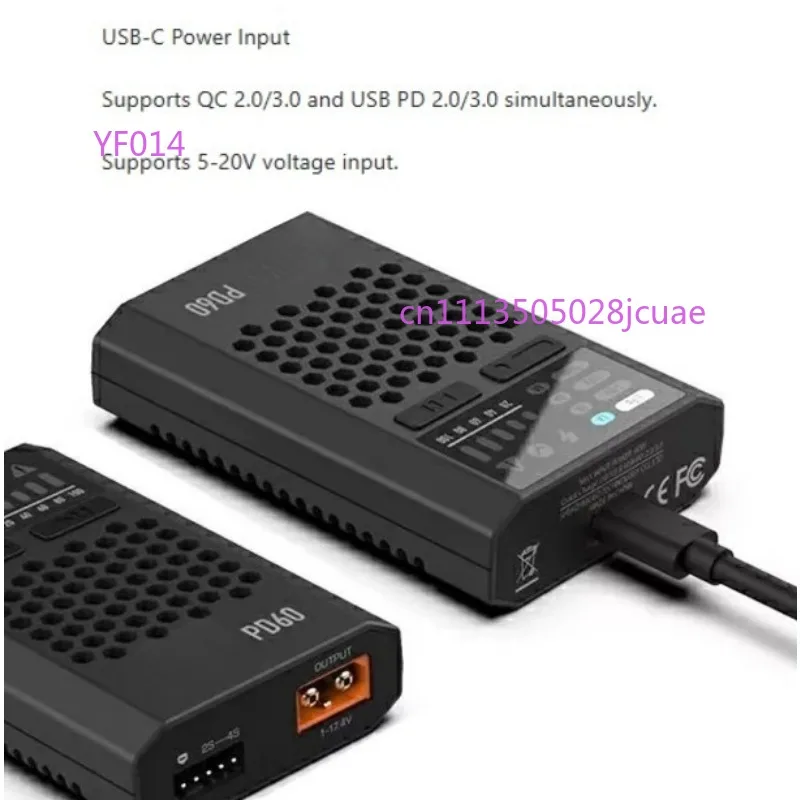 ISDT PD60 Charger 60W 1-4S Lithium Battery Charging XT60 Nickel-hydrogen and Nickel-chromium Fast Charging 1-6A Portable