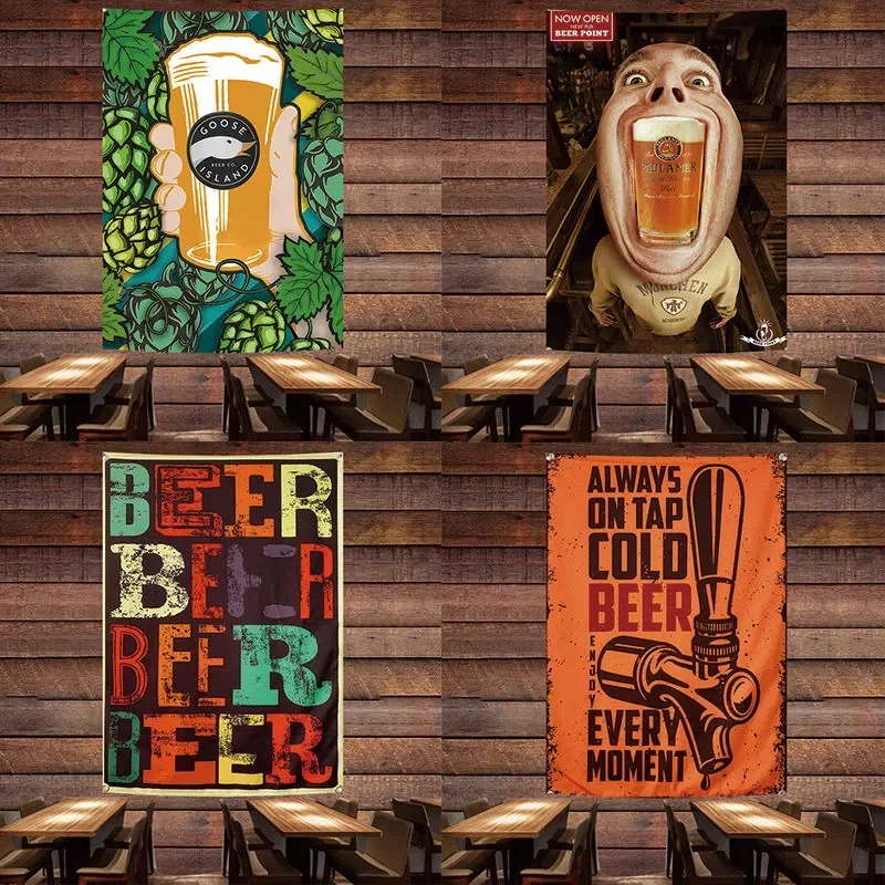 Cheers! Beer Poster Wall Hanging Flag Canvas Painting Tapestry Wall Art Banner Bar Pub Club Brewery Man Cave Decor Sticker Mural