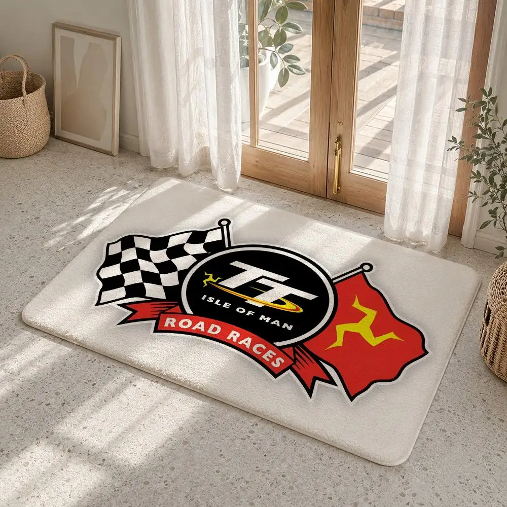 I-Isle Of Man T-TT Floor Mat Flannel Rug Non Slip Absorbent Soft Washable For Entryway Hallway Bathroom Kitchen Decor