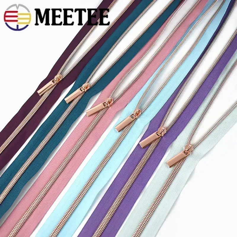 1/2/3/5/10M 5# RoseGold Zippers for Bag Nylon Zipper Tapes ZipSliders Zips By The Meter Repair Kit DIY Sewing Accessories