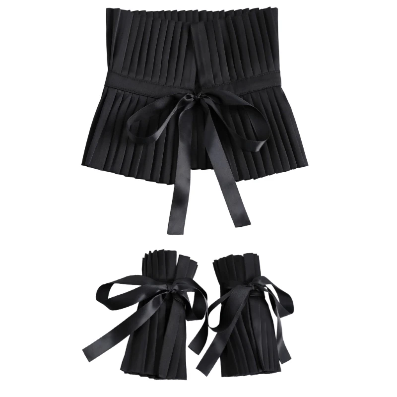 

Регулируемые плиссированные готические съемные воротники-манжеты для блузок, платьев, готический модный аксессуар белого цвета