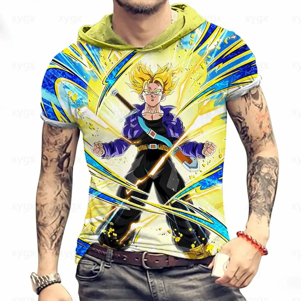 T-shirt de manga curta de Dragon Ball Z masculina com capuz, Goku, Vegeta, Saiyajin, Majin, Buu, Y2K, Harajuku, Cool Anime, Verão, Novo, 2021