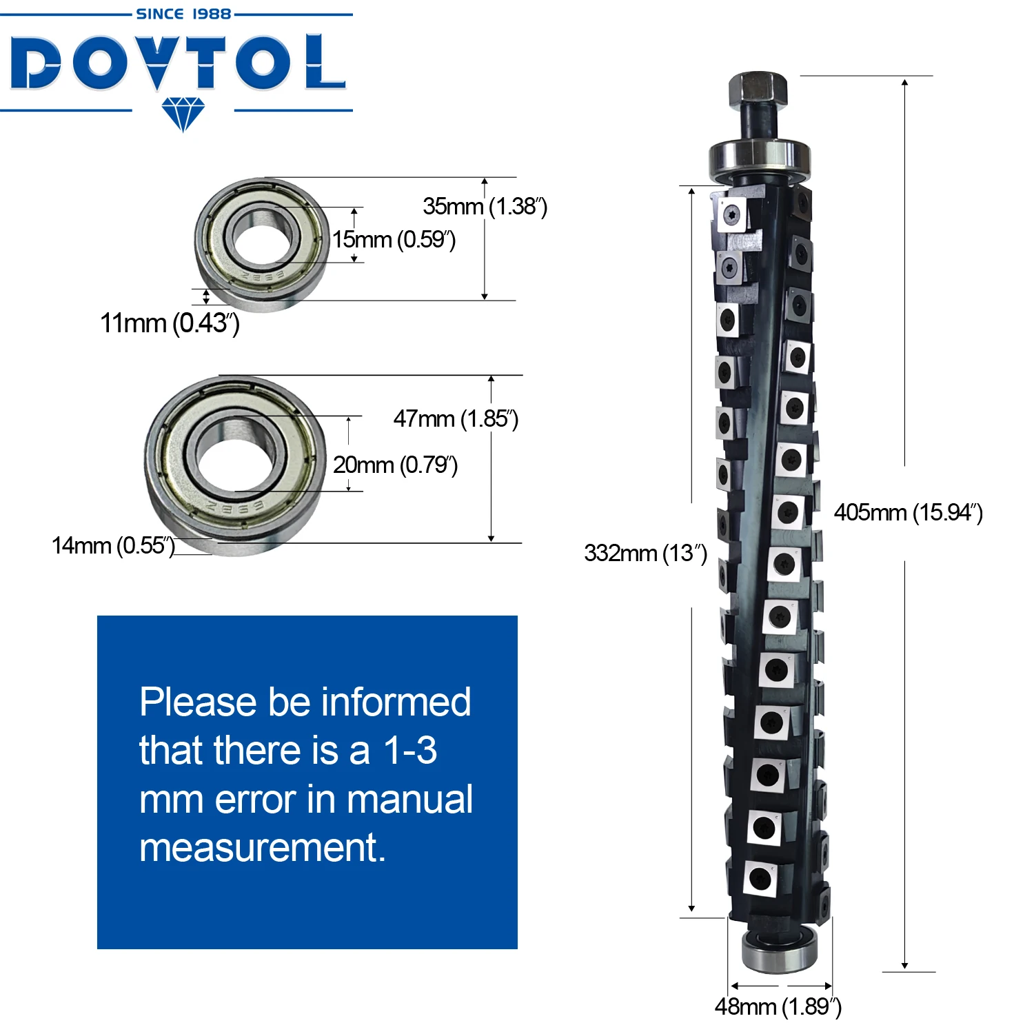 Cabeça de corte helicoidal em espiral DW735 para espessador de plaina Dewalt