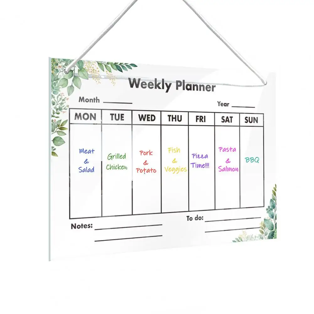 Fitness Routine Board Reusable Fridge Weekly Planner Whiteboard Acrylic Message Board with Pens for Refrigerator for Home