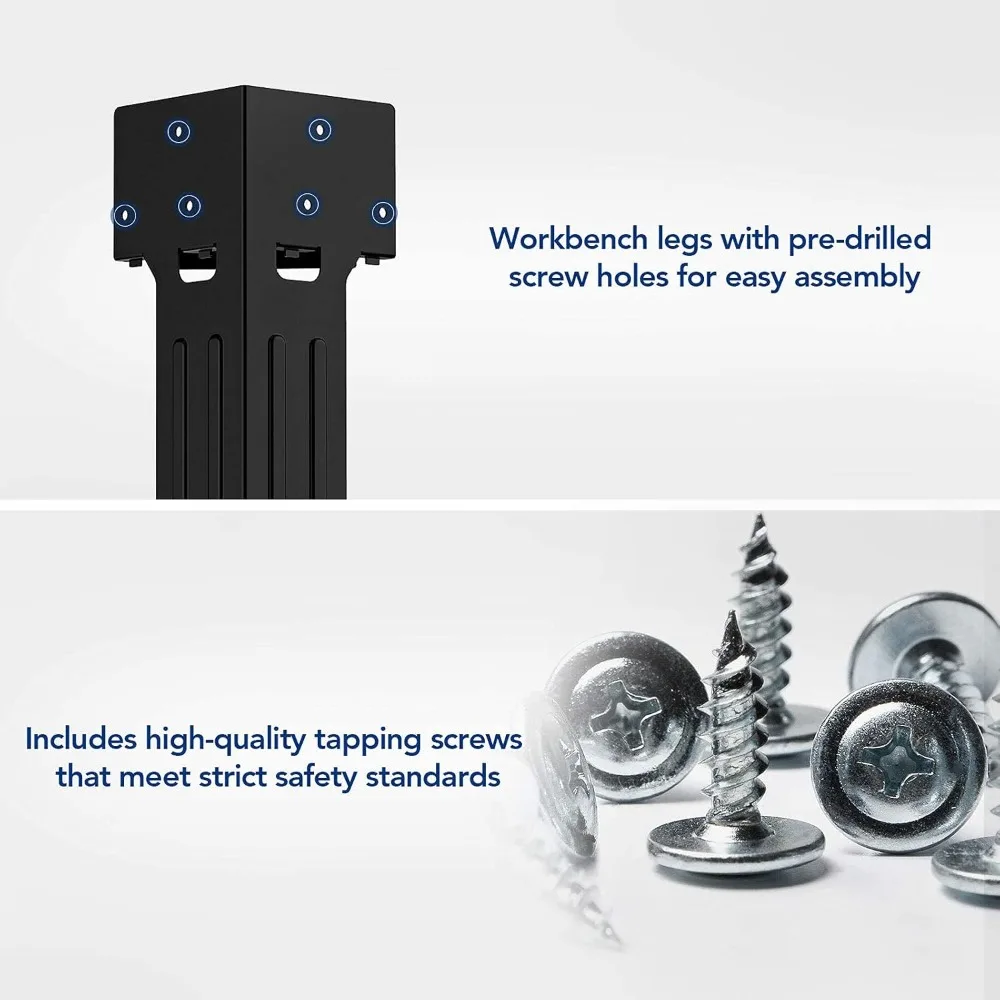 طقم أرجل منضدة فولاذية عالمية لرفوف تخزين المرآب ومنضدة العمل القابلة للتخصيص، متوفر بأحجام وألوان مختلفة