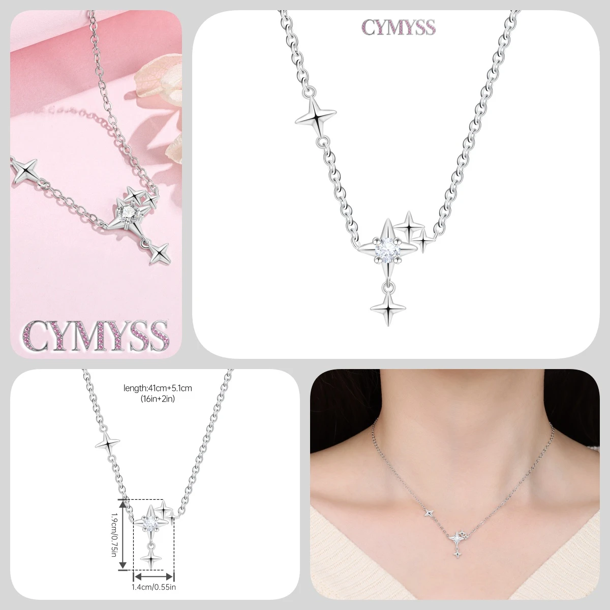 2026 Original 925 Sterling Silber Planeten-Halskette mit Liebesherz und Zirkonia-Einlage, Romantischer Modeschmuck, Partygeschenke für Frauen – Detail 14