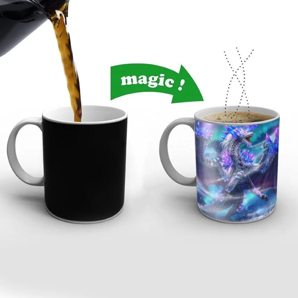 

Chinese Dragon Mythical Animal Free shipping Mug Changing Color Ceramic Coffee Mugs Magic Tea Cup Best Gift