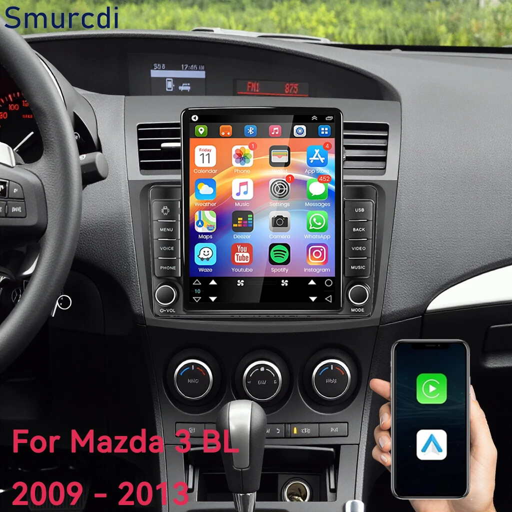 Radio para Auto Android 16 de 9.7 Pulgadas con Carplay para Mazda 3 II, Mazda3 BL 2009-2013, Navegación GPS, Reproductor Multimedia, Unidad Principal Estéreo