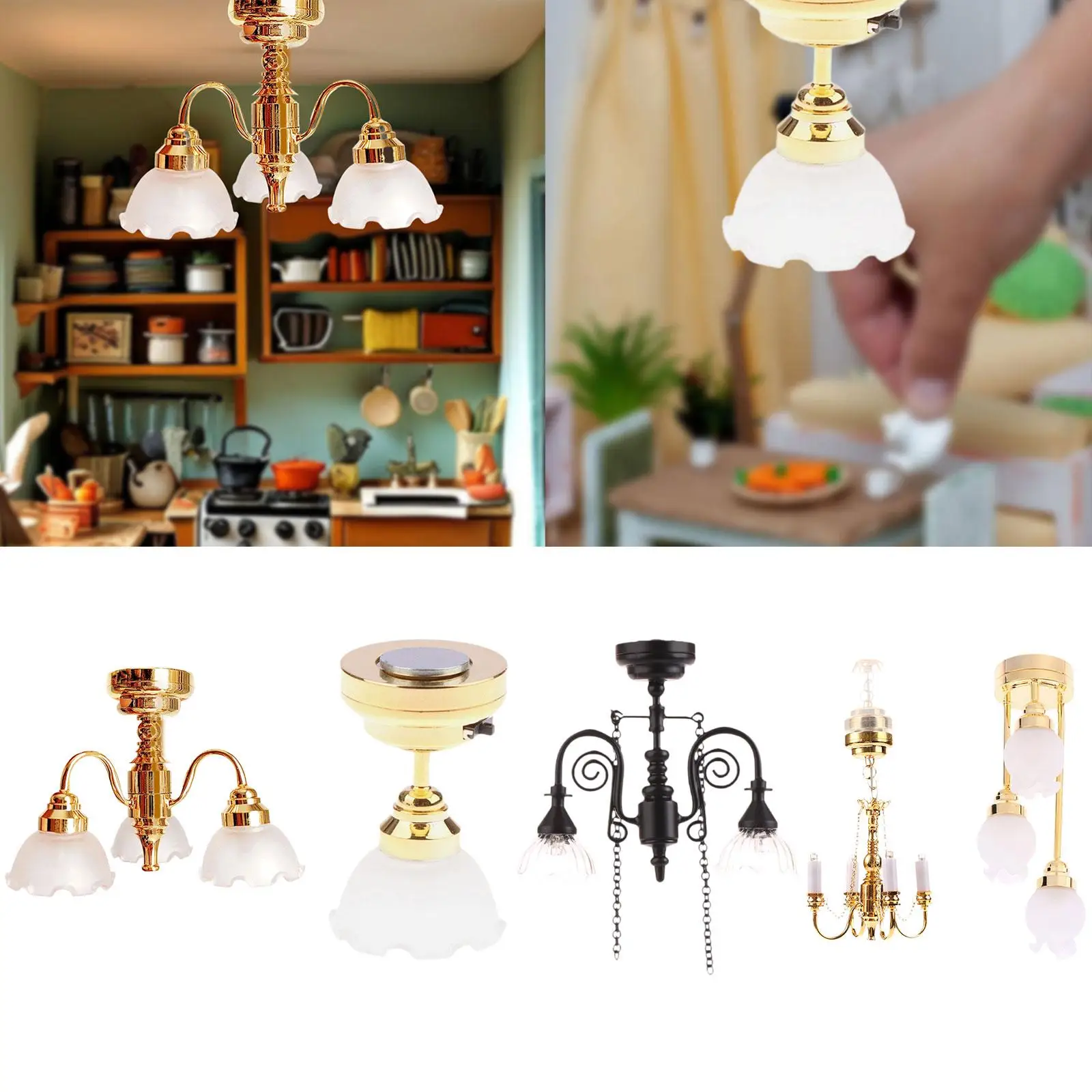 Lampadario per casa delle bambole Decorazioni per casa delle bambole Regali di compleanno Forniture fai da te Foto Prop Giochi di imitazione Giocattolo Artigianato per la cucina dell'ufficio