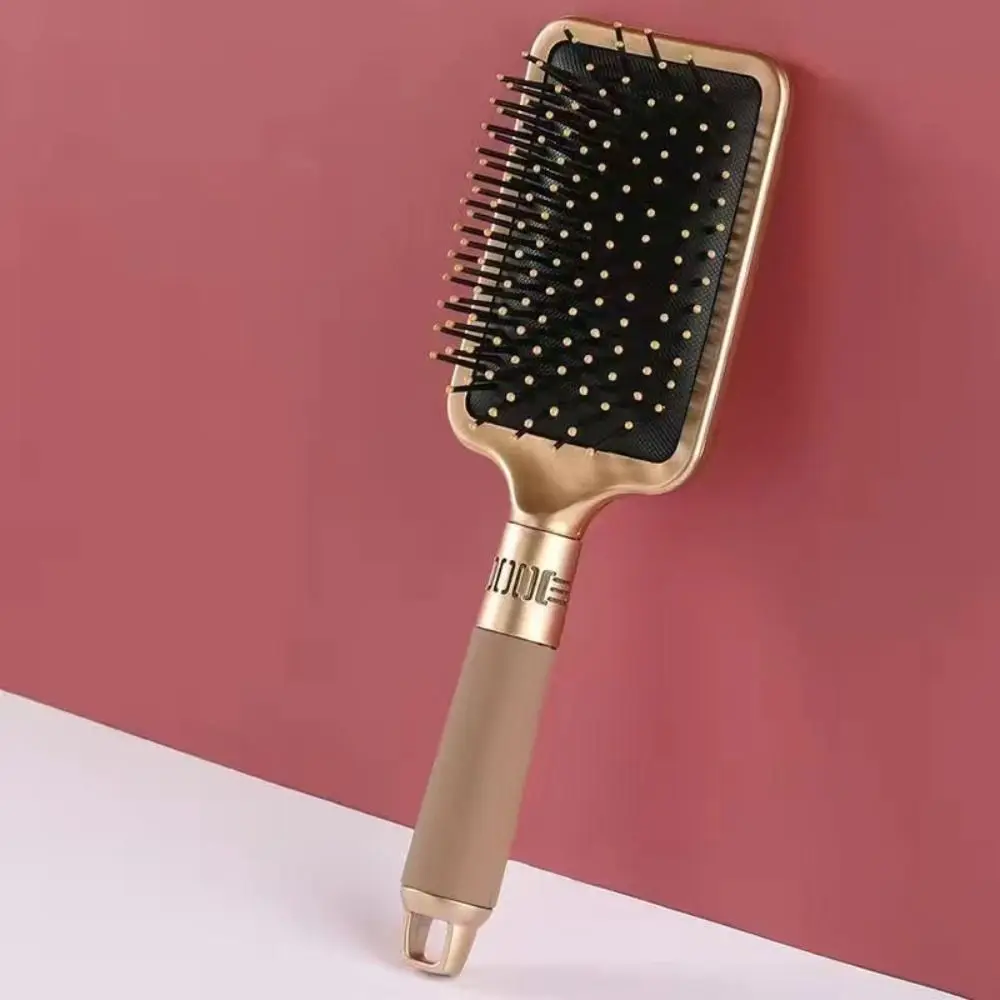 Elegant Wet Curly Air Cushion Comb Gold Rectangle Hair Brush Oval Massage Comb