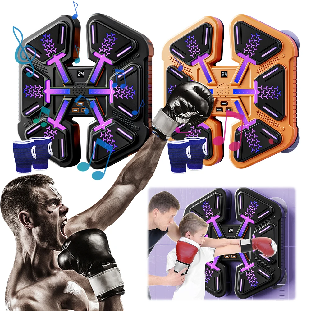 Music Boxing Machine Indoor Boxing Trainer Adjustable Speed Music Boxing Puncher Type C Charging Wall-Mounted for Adults Kids