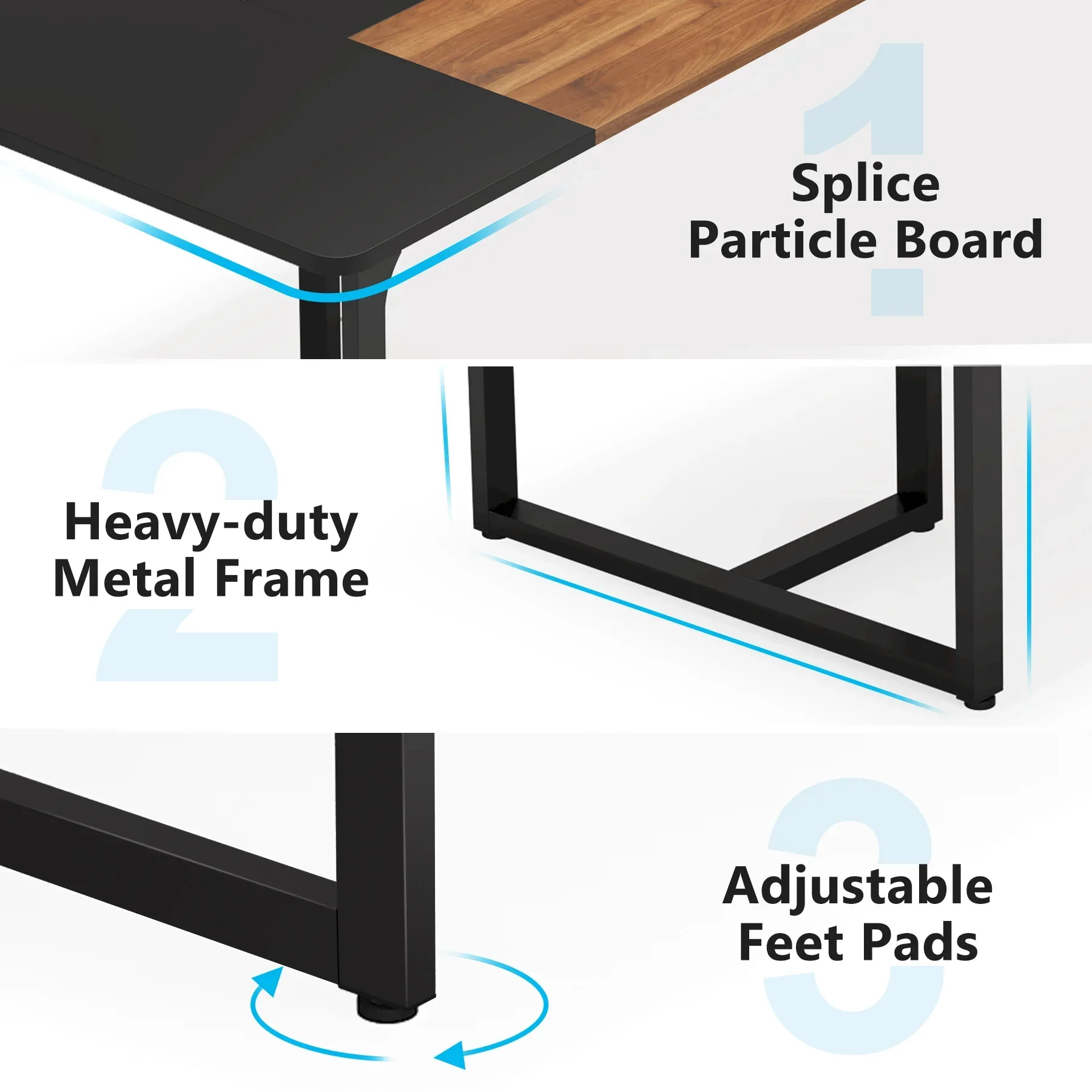 Tribesigns conference desk industrial wooden gaming desk rectangular desk table with strong metal frame