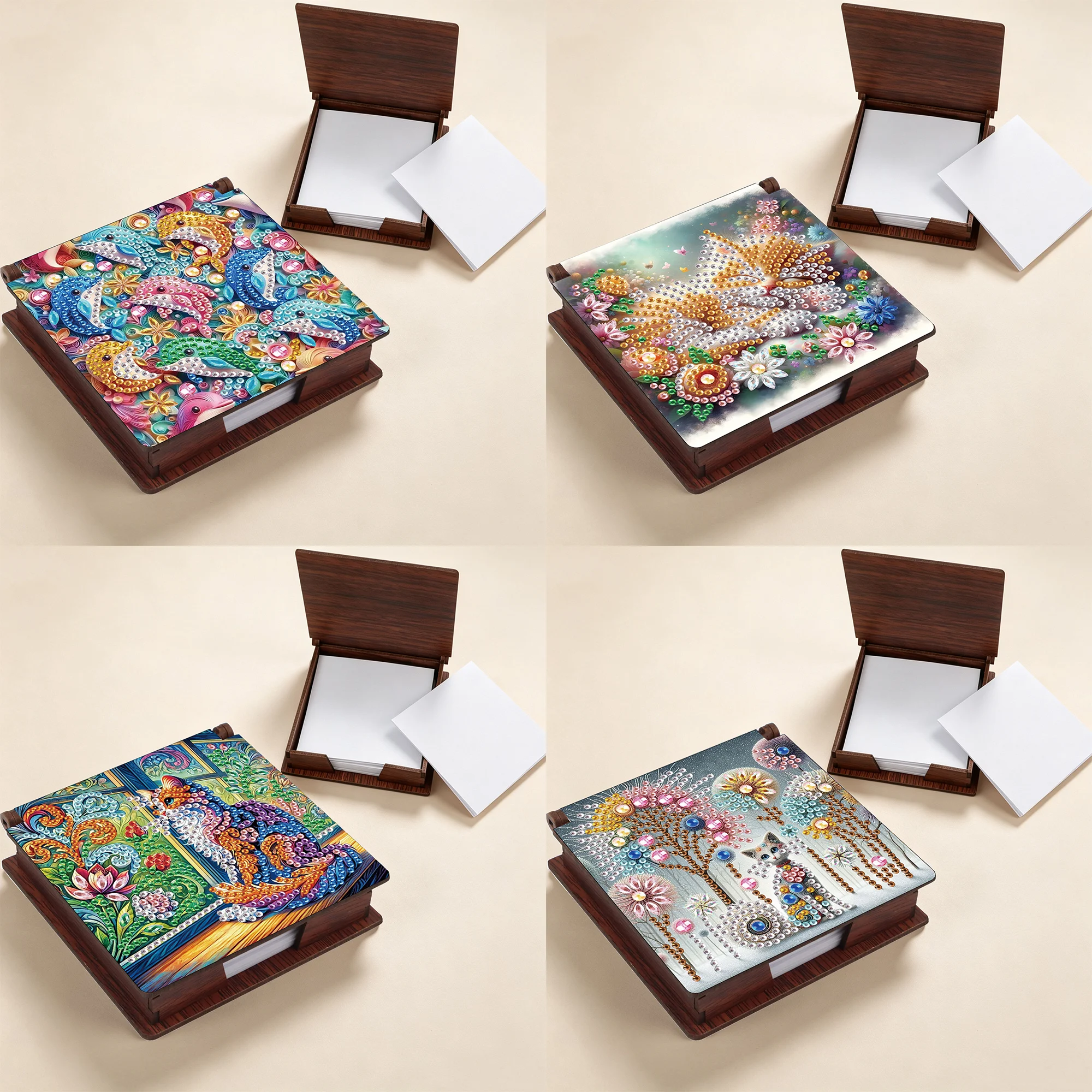 1Pc Diamond Painting Kits Note Box Cute Theme Sticky Note Organizer Sticky Note Set Sticky Note Storage Tools with Note ﻿ ﻿