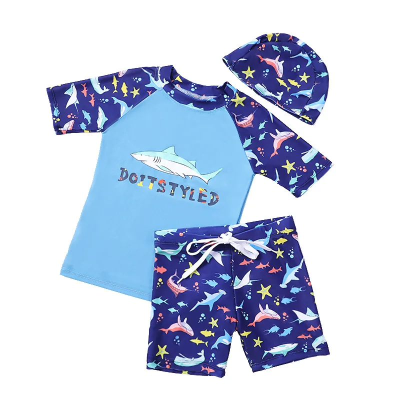 Boys Swimwear Two Pieces Suit 3-10Year Children's Cartoon Shark Split Sunscreen Swimsuit Beach Swim Bathing Baby Kids Clothing