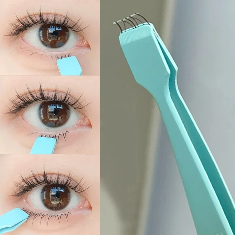 Aço inoxidável cílios postiços pinça cluster cílios aplicador ferramenta de maquiagem profissional extensões de cílios inferiores clipe de cílios