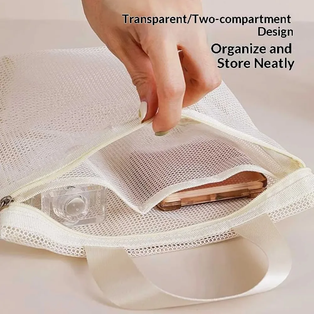 Mesh Shower Caddy Portable Toiletry Bag Quick Dry Bath Organizer Tote With Zipper For Gym Dorm Travel Beach Cosmetic Makeup Case