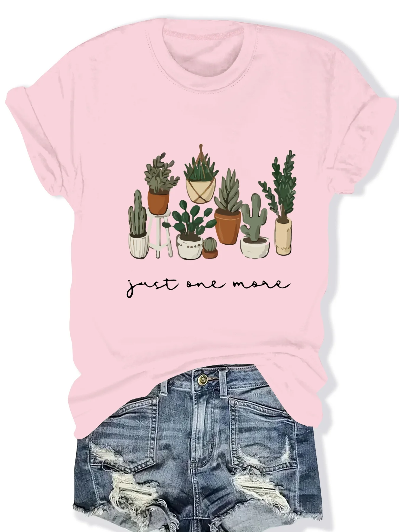 

Fashionable round Neck Short Sleeve Women's T-Shirt with Plant Pattern Print Casual Comfortable Top for Ladies