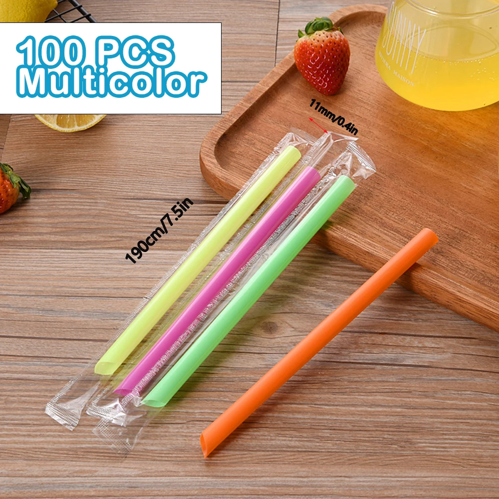 100-600 Stuks Grote Kleurrijke Bubble Thee Stro Rietjes MilkTea Smoothies Milkshake Party Bruiloft Bar Thuis Pajitas Accessorie