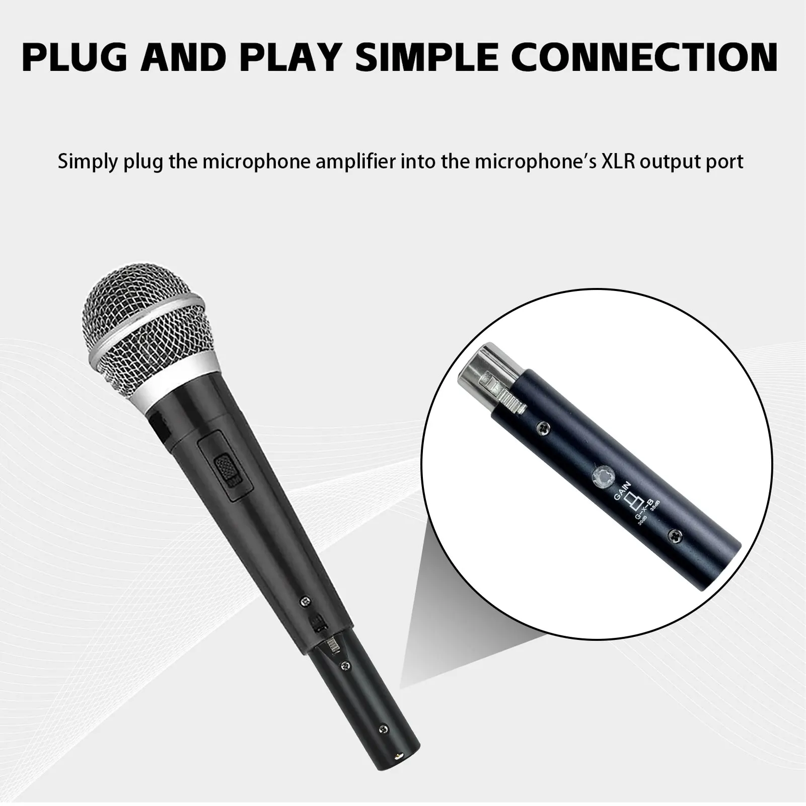 مضخم ميكروفون 48 فولت XLR مخرج إشارة مضخم ميكروفون ديناميكي محمول مع كسب 35 ديسيبل صوت نظيف منخفض الضوضاء 10-40 كيلو هرتز تردد