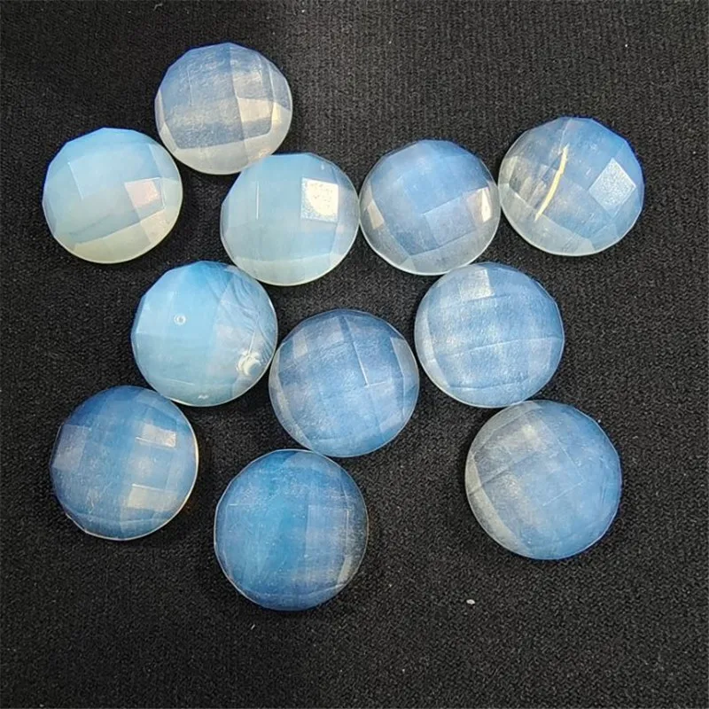 

10PCS 16MM Faceted Gemstone Cabochons Round Shape Rose Quartz Opal Glass Red Stone DIY Jewelry Findings