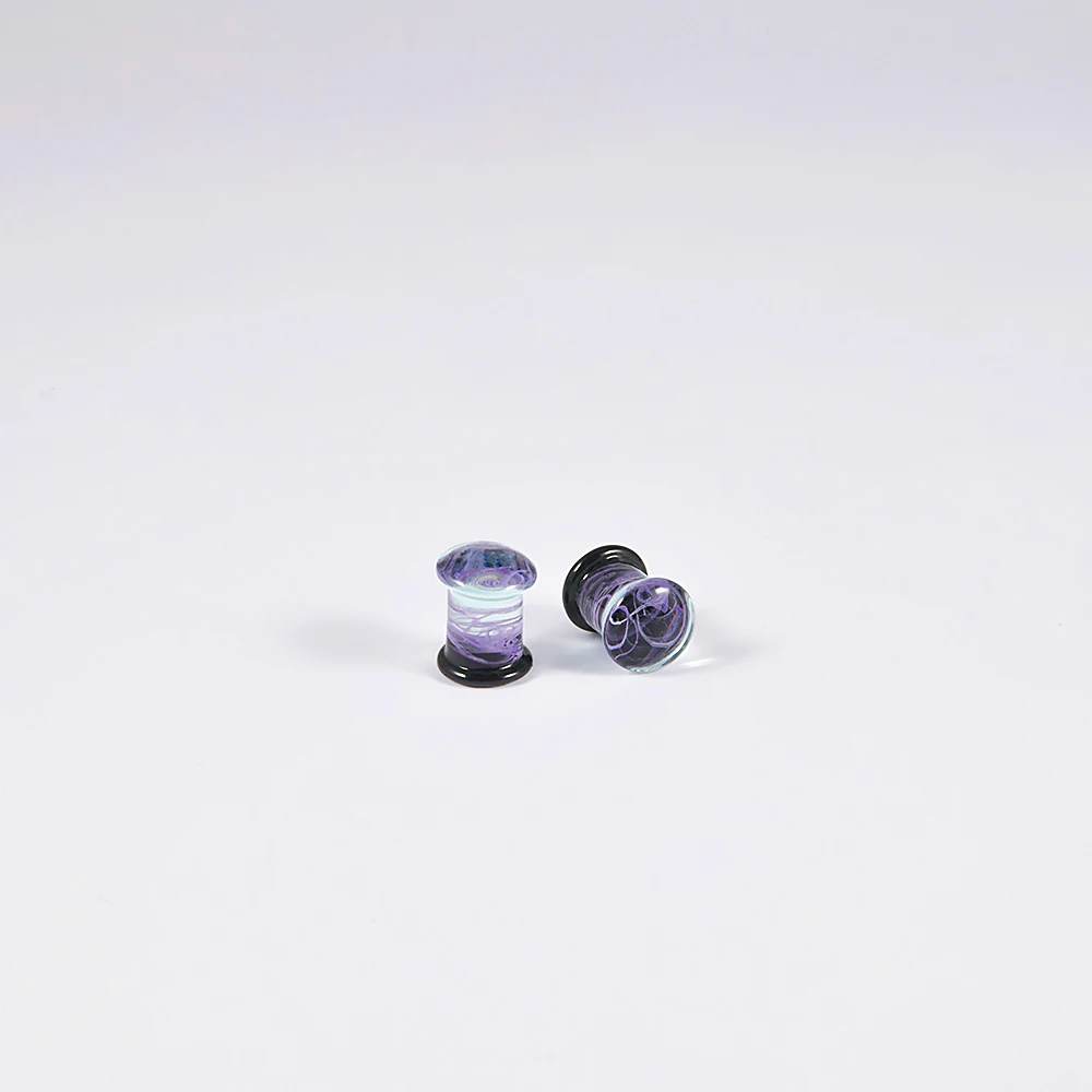 Purple Solid Glass Ear Plugs Earring Ear Tunnels Gauges Ear Lobe Body Piercing Jewelry For Women Men 8mm-25mm