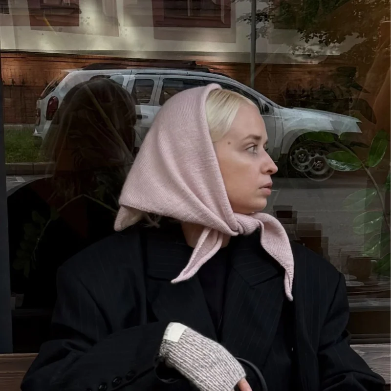 

Британский и корейский треугольный шарф, треугольный шарф из 100% шерсти, женский вязаный шарф, многофункциональный зимний теплый вязаный платок