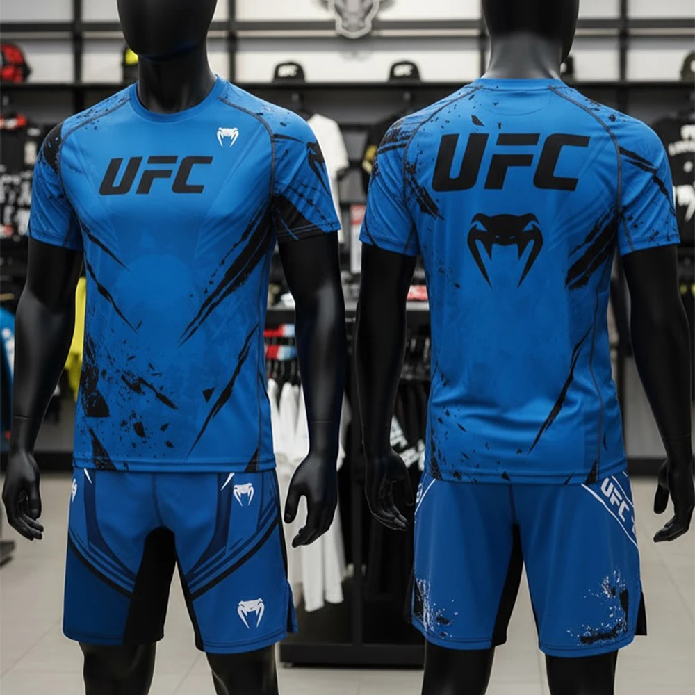 2026 Nowy Zestaw Sportowy UFC Unrivaled by Fighting Night dla Kobiet i Mężczyzn MMA Boks Treningowy Zestaw Ośmiokątna Klatka Jujutsu Koszulka Szorty