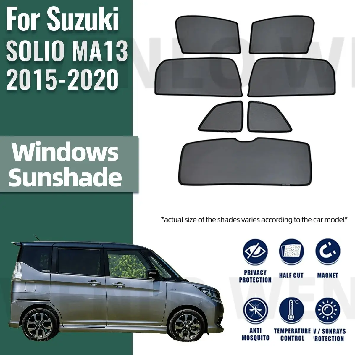 

For Suzuki SOLIO MA13 2015-2020 Magnetic Car Sunshade Shield Front Windshield Frame Curtain Rear Side Window Sun Shade Visor