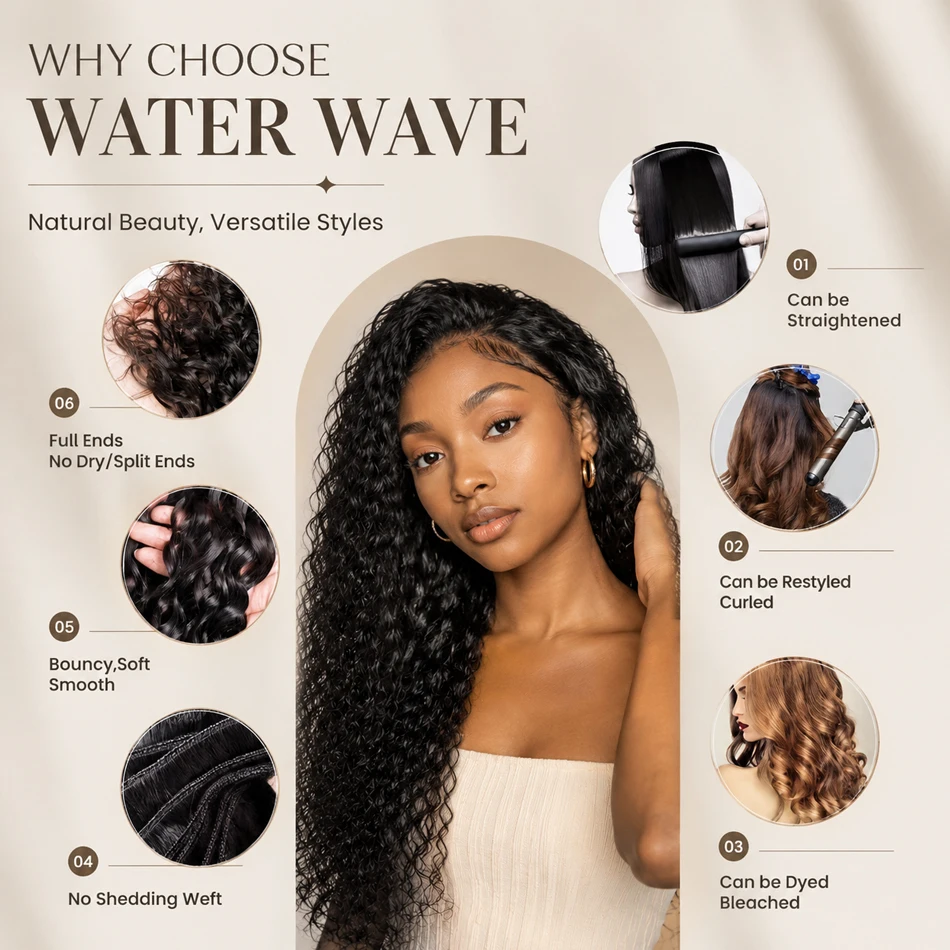 32 34 Inch Deep Wave Human Hair 1 3 4 Bundles Brazilian Virgin Remy Unprocessed Weaving Water Wave Curly Hair Extensions Bundles image 5