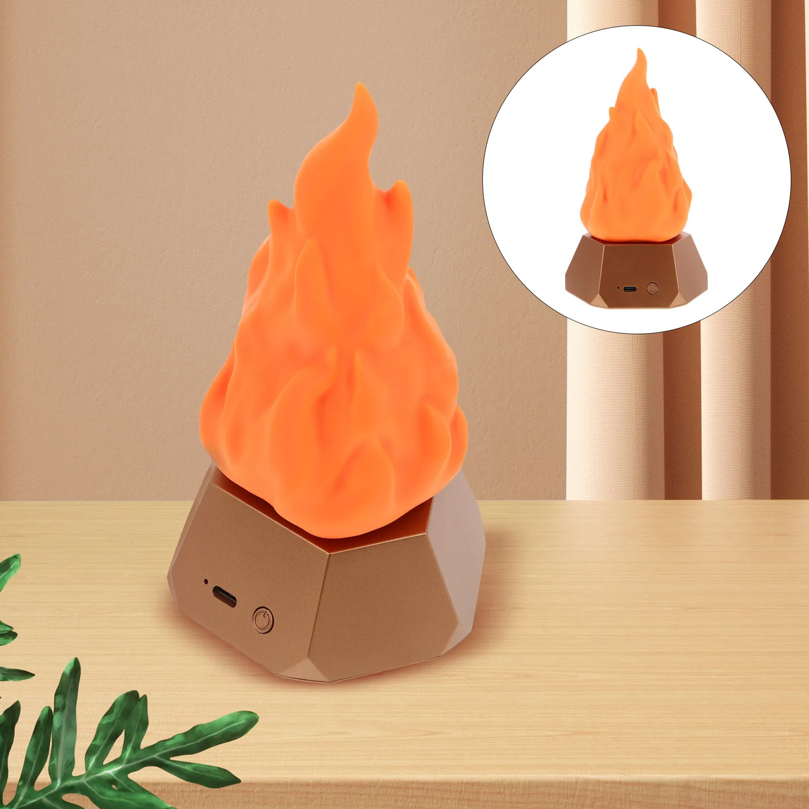 مصباح حريق مزيف 3 أوضاع LED عديمة اللهب USB قابلة لإعادة الشحن وامضة لهب ضوء خارجي داخلي لتزيين الهالوين