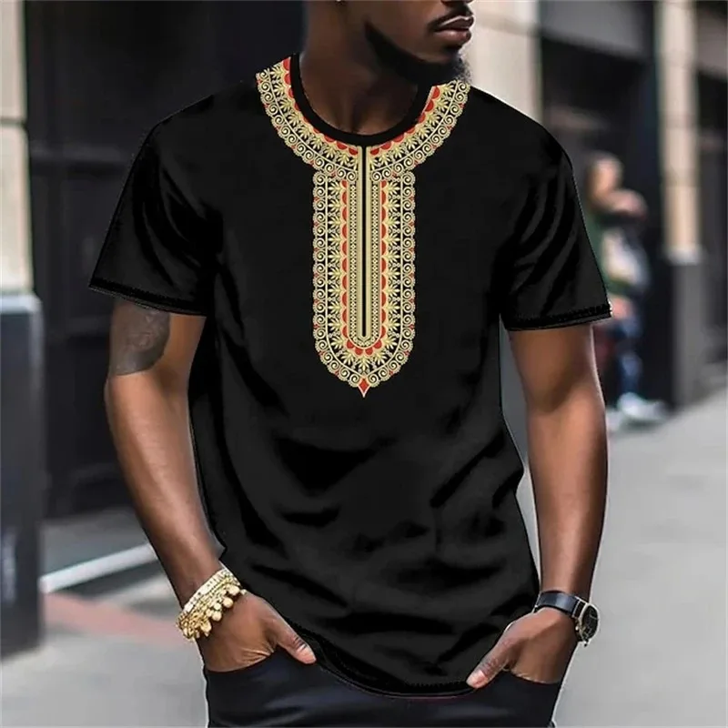 Mens T Shirt Top Graphic Color Block Tribal Clothing Apparel 3D Print T-shirt Outdoor Daily Short Sleeve Fashion Designer Ethnic