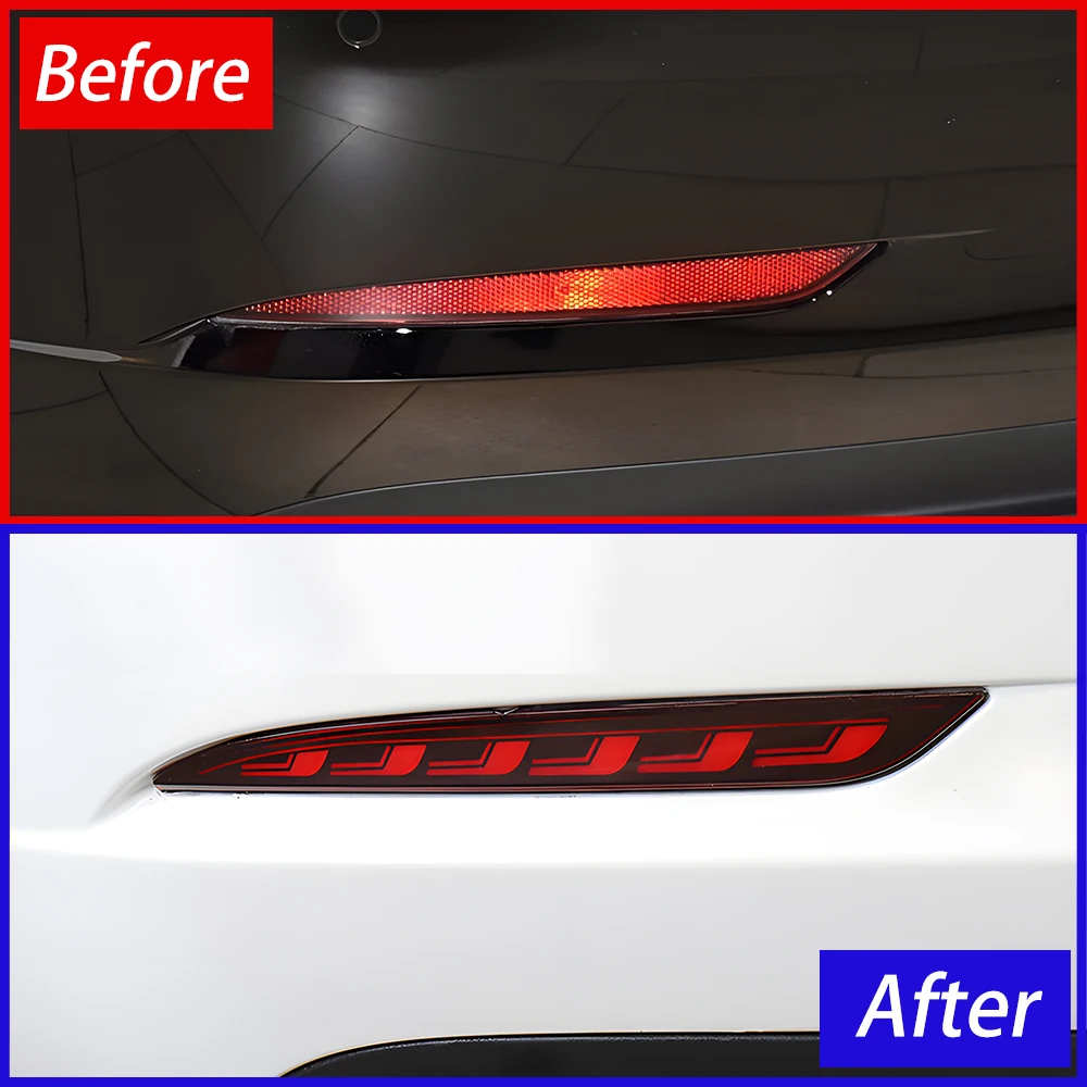 Luces de coche para Tesla Model 3 Model Y 2019-2022 Led Lámpara reflectora de parachoques Diseño de escala de dragón Accesorios de herramientas estroboscópicas de freno