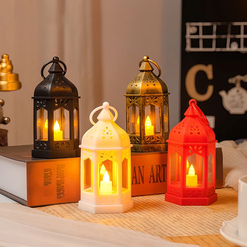 

Ramadan LED Lantern Vintage Eid Mubarak Flameless Night Light For Muslim Islamic Kareem Party Home Hallway Decor Decoration Gift