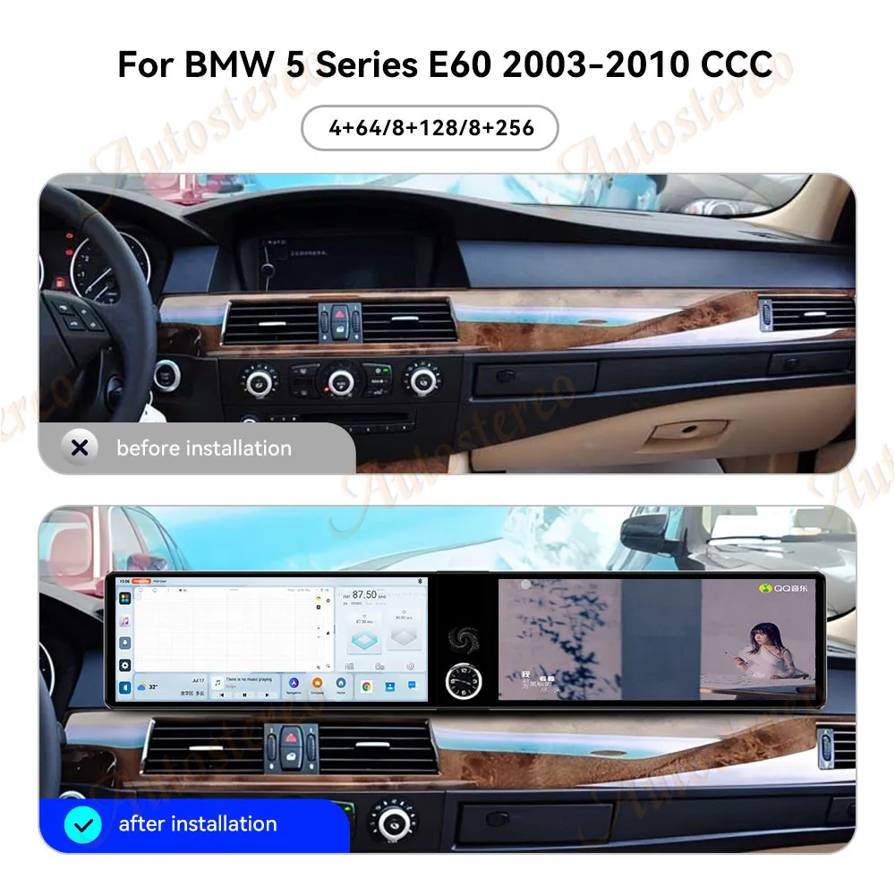 Dual Screen Android ID9 Car Radio Carplay Screen For BMW 5 Series E60 E61 M5 CCC CIC Multimedia Player GPS Navigation Head Unit