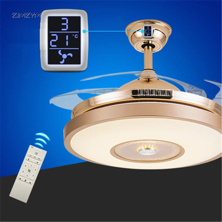 Ventilador Invisible moderno de 42 pulgadas, lámpara de techo Led de hoja acrílica, 110v-220v, Control remoto inalámbrico, 42-YX0098