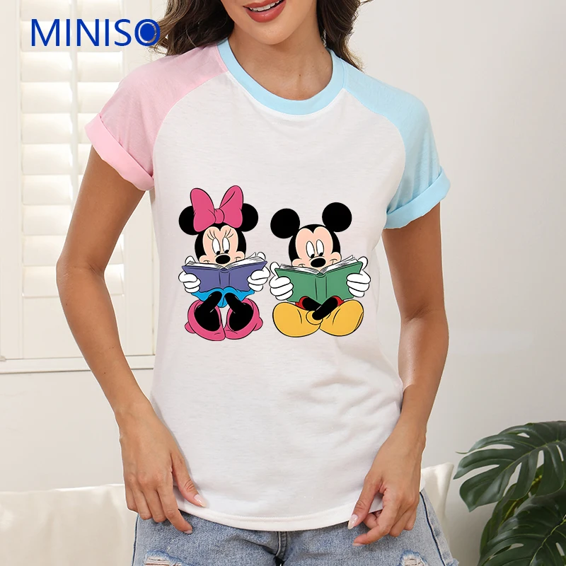 

Ladies Clothing Trends New Disney Mickey Minnie Printed T-shirt for Loose Top Clothes Large Size Trends Women's Short Sleeve Top