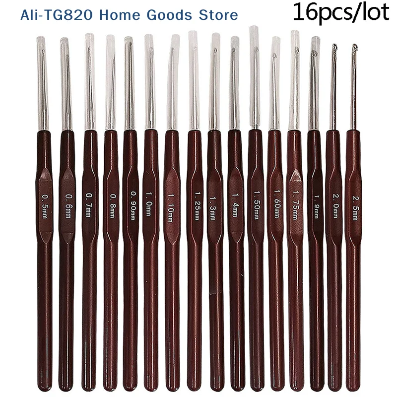 

[TG820]16pcs Plastic Handle Crochet Hooks Handle Knitting Needles Set Crochetings
