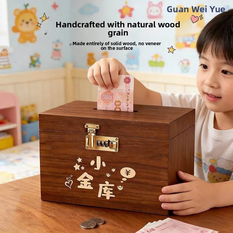 

Новая деревянная копилка 2026 года для детей: мальчиков и девочек, с кодовым замком, креативный подарок. Деньги только на вход, без возможности их извлечения.