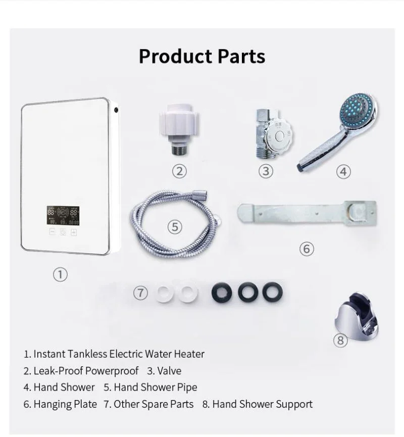 Calentador de agua caliente sin depósito para ducha, dispositivo eléctrico montado en la pared, ABS, 8KW, 9KW, 11KW, 220v