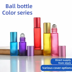 5ml 10ml Thick Glass Roll On Bottles Gradient Color Sample Test Essential Oil Vials with Roller Empty Glass Bottle for Travel