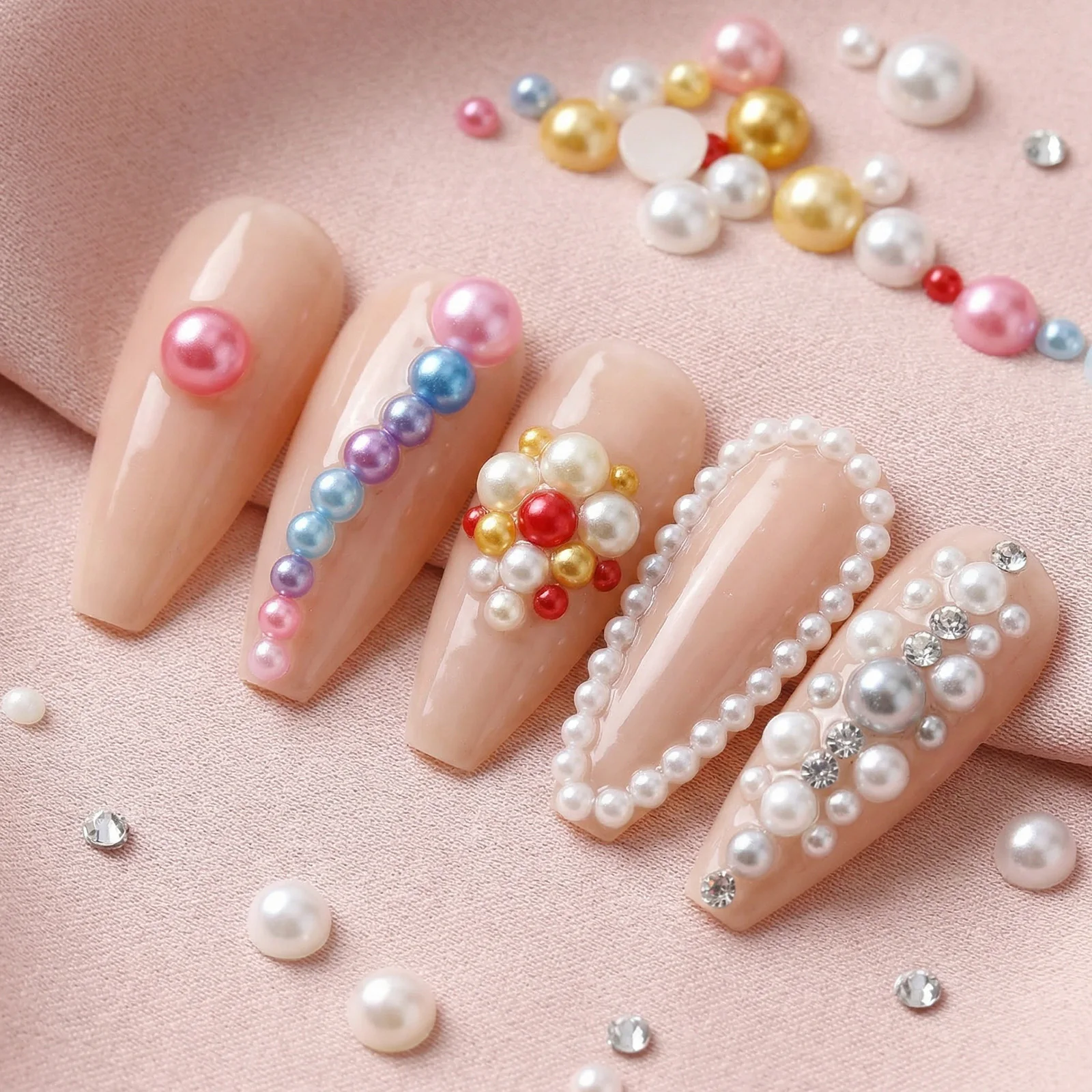 5000Pcs Flatback Imitation Pearls Nail Art Charms 28 Colors Half Round Imitation Pearls Beads for Nails Face Art Scrapbooking