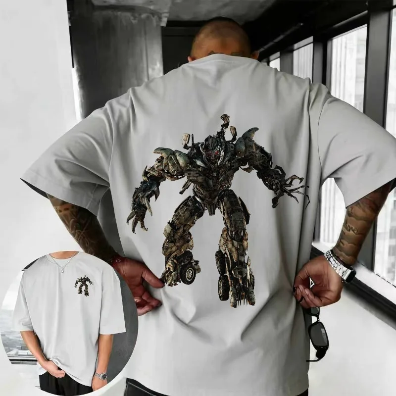 

2025-26 Summer Transformers Graphic 100% Cotton Printed T-shirt for Men Hasbro Brand Children and Unisex Breathable Loose Casual