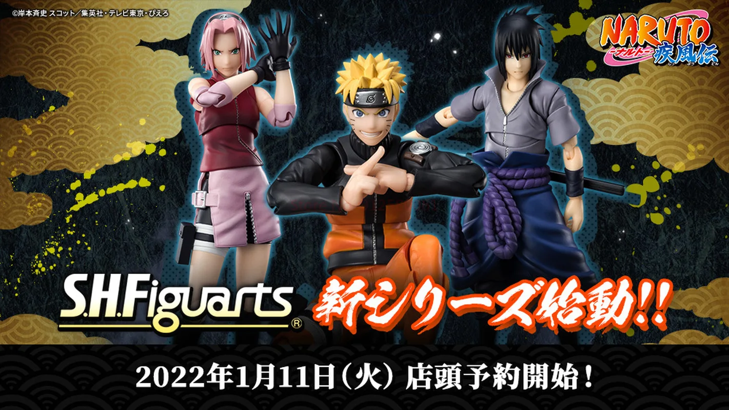 Original Bandai SHFiguarts Naruto Action Figures Naruto: Shippuden Sasuke Sakura Uchiha MadaraFigurine Movable Model  Dolls Toy