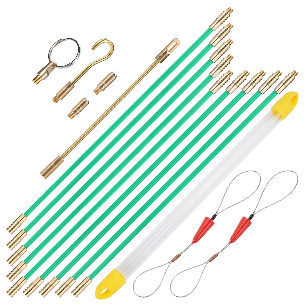 

10 шт., 45 см, зеленый стекловолоконный провод, съемник кабеля для настенной установки электрического провода, кабель для бега, рыбалки, профессиональный инструмент